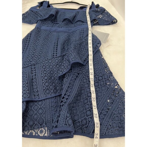 NWT Chelsea28 Size XS Tie Strap Lace Mix Dress Navy Sapphire MSRP $159 - Picture 5 of 14